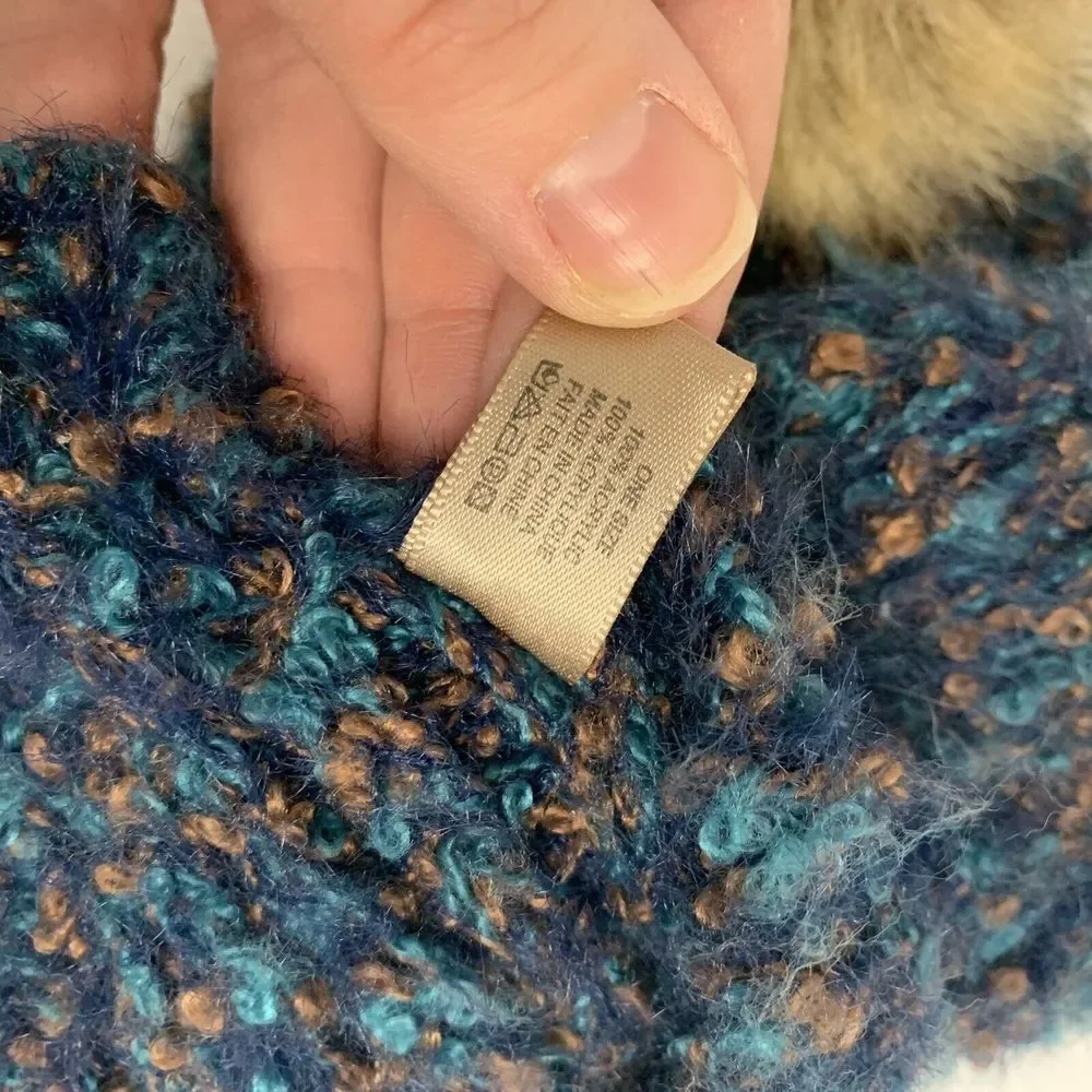 Look by M New York Womens Knit Winter Pompom Hat Beanie One Size Blue Purple